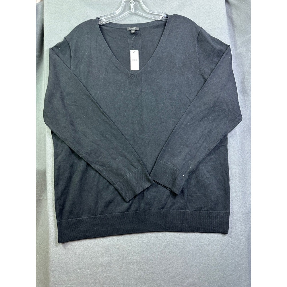 Talbots Woman Black V-Neck Sweater Long Sleeve Knit Top 1X 52265976
